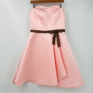 JJ’s House Wedding/Bridal/Special Occasion Sweetheart Dress Pink/Brown Bow Sz 10